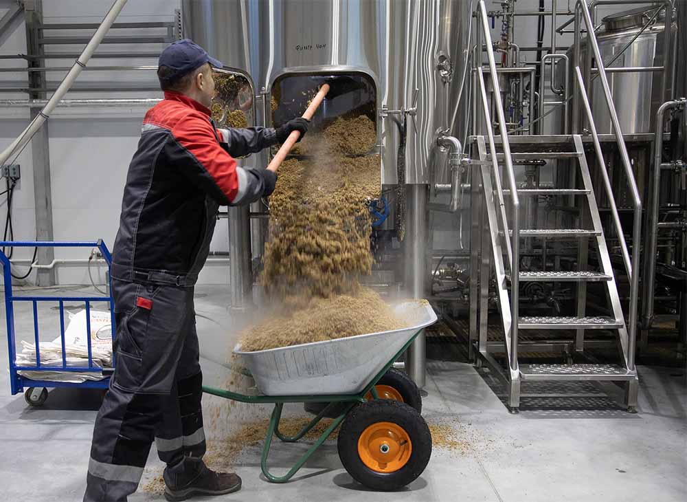 SPENT GRAINS PRODUCED AFTER LAUTERING IN A MICROBREWERY